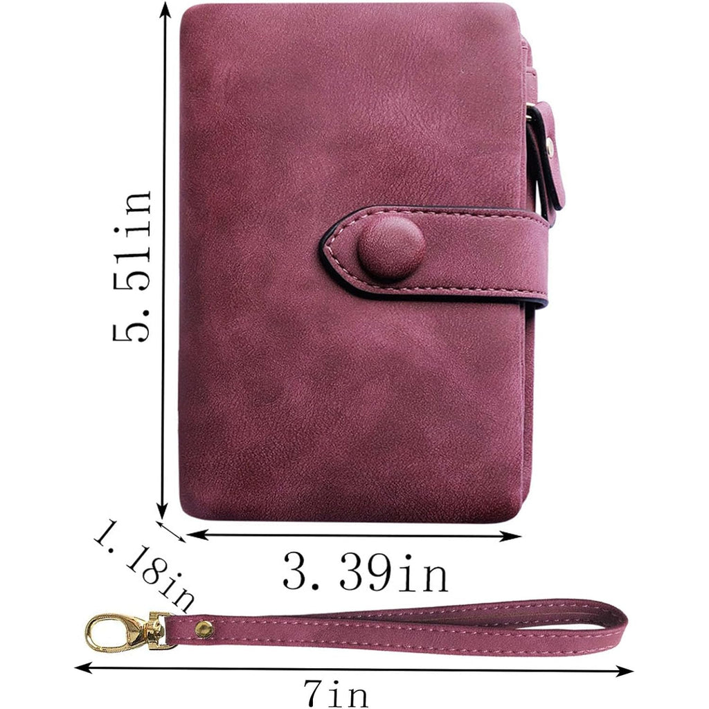 Pofeexio Womens Small Bifold Leather Wallets Rfid Ladies Wristlet With Card Slots Id Window Zipper Coin Purse | Small