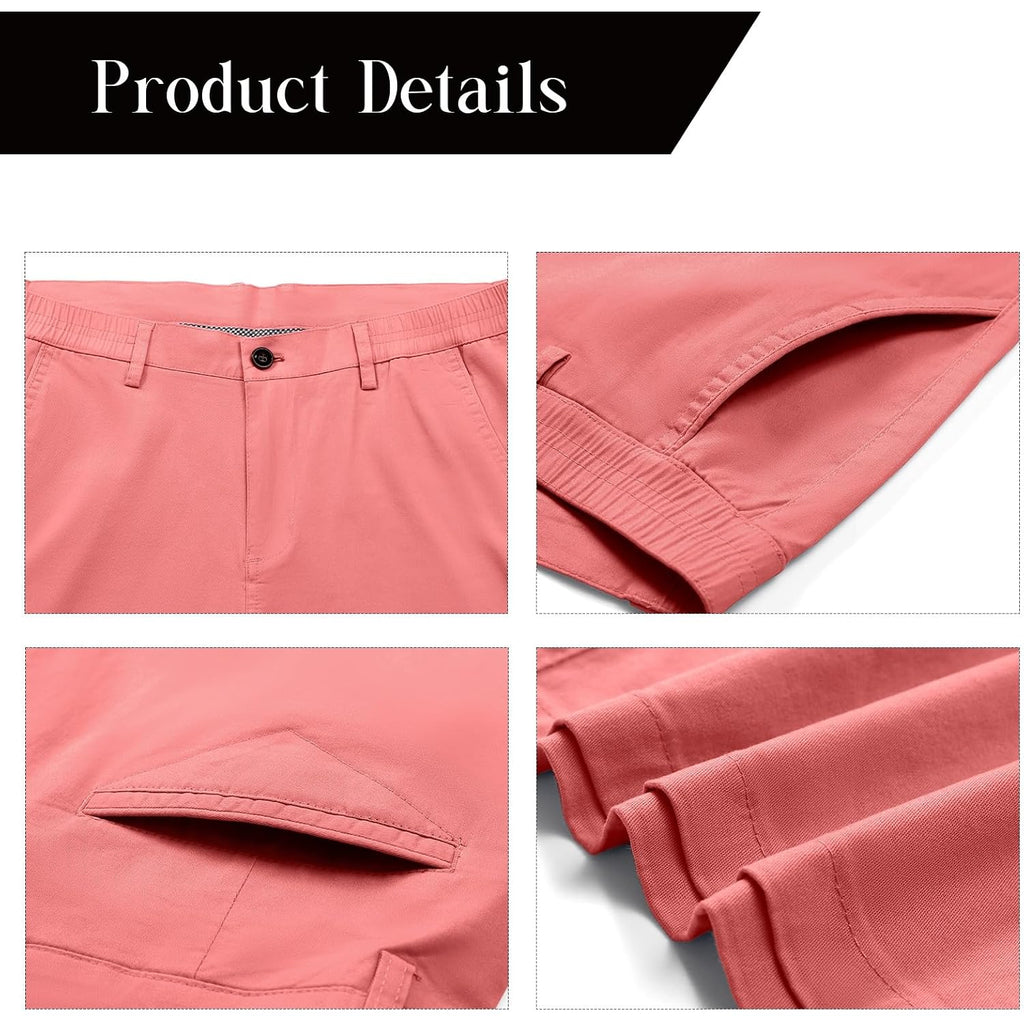 Oymyakon Men'S Stretch Chino Short Slim Fit 10" Inseam Flat Front Shorts Summer Cotton Casual Shorts With Pocket