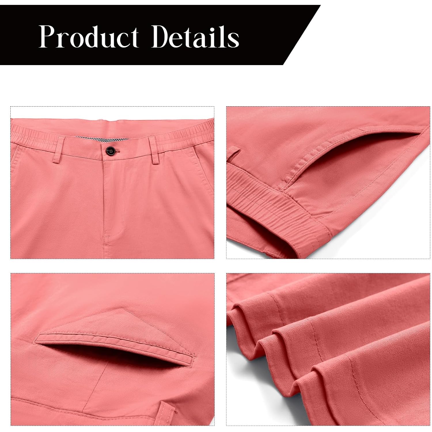 Oymyakon Men'S Stretch Chino Short Slim Fit 10" Inseam Flat Front Shorts Summer Cotton Casual Shorts With Pocket