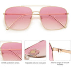 SOJOS Trendy Square Aviator Sunglasses for Women Men, Gold Frame Light Tint Gradient Shades SJ1176