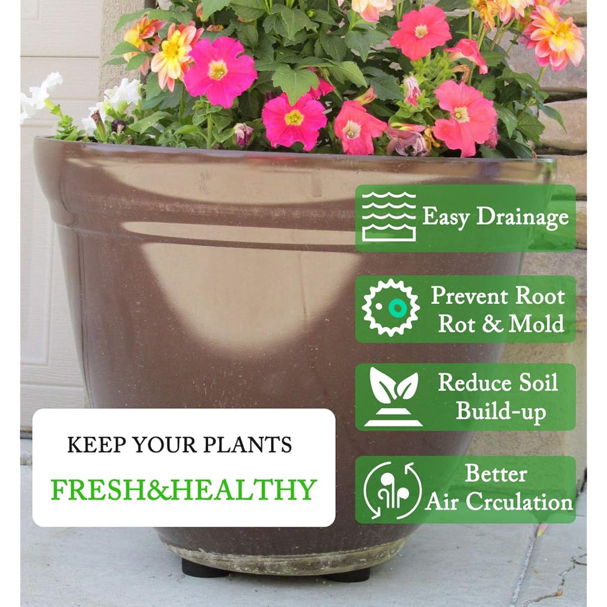 24 Pack Invisible Pot Feet With Enhanced Non-Slip Surface Grip Plant Pots And Flowers, Solid Rubber Pots Risers, Pot Lifters For Indoor Or Outdoor Planters