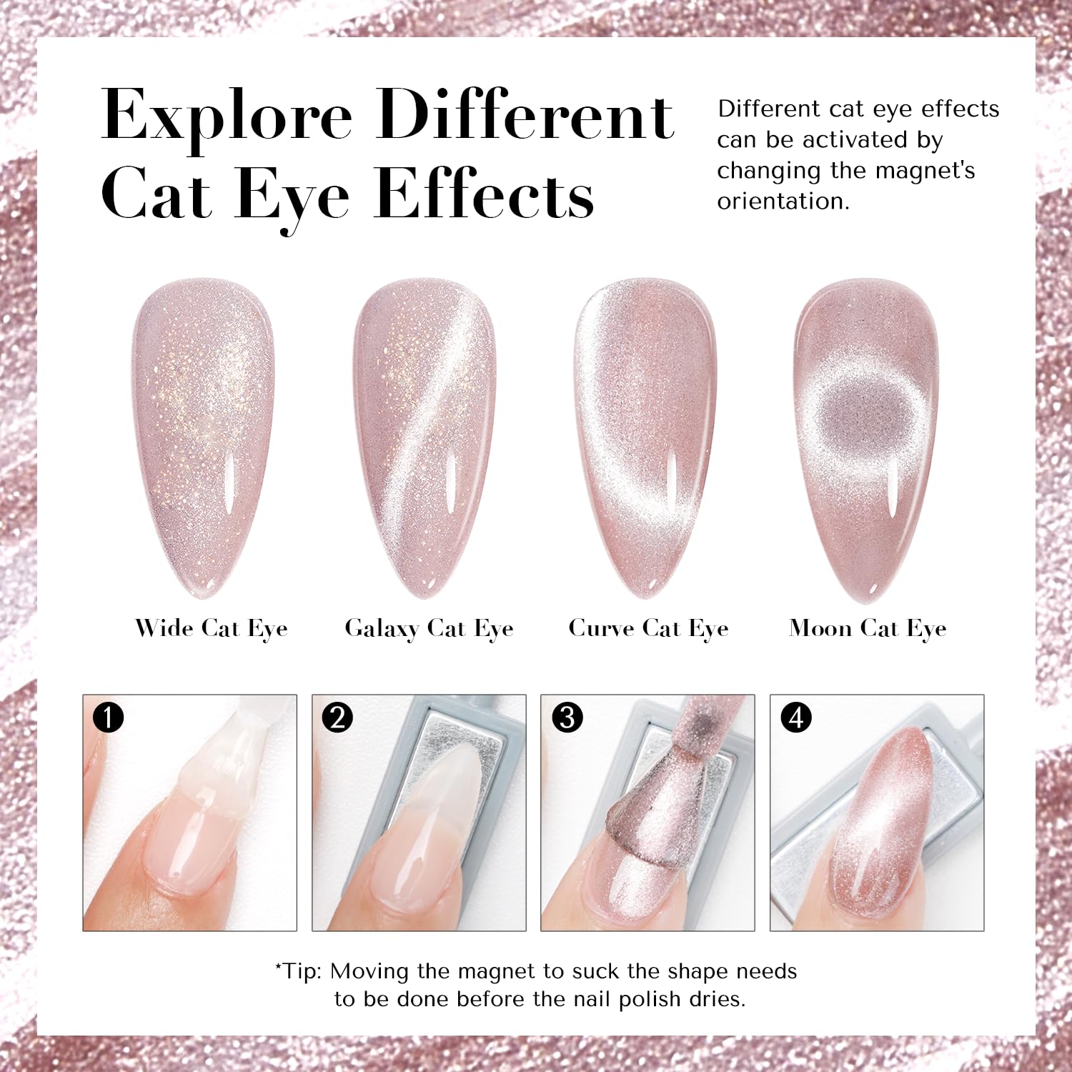 AZUREBEAUTY Cat Eye Nail Polish Quick Dry Nude Glitter Toe Nail Polish Natural Shine Nail Lacquer Salon-Quality for Women Girl Gifts