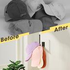 Durmmur 2 Pack Hat Racks For Baseball Caps, Stainless Steel Hat Organizer For Baseball Cap, Hat Holder Storage Organizer, Hat Hanger Strong Adhesive/Wall Drilled For Door, Bedroom, Closet(Black 6 In)