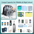 Clear Backpack For School - 18 Inch Extra Large Clear Bookbag Black | Heavy Duty 0.5Mm Pvc, 2 Large Compartments, Fit 16" Laptop, Reinforced 900D Oxford Base, Padded Straps And Back, Age 12+