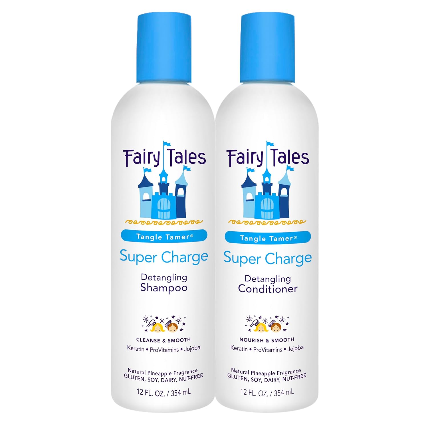 Fairy Tales Tangle Tamer Detangling Shampoo and Conditioner for Kids - Ultra Moisturizing and Anti Frizz Protection - Paraben Free, Sulfate Free - 12 Oz (2 pack)