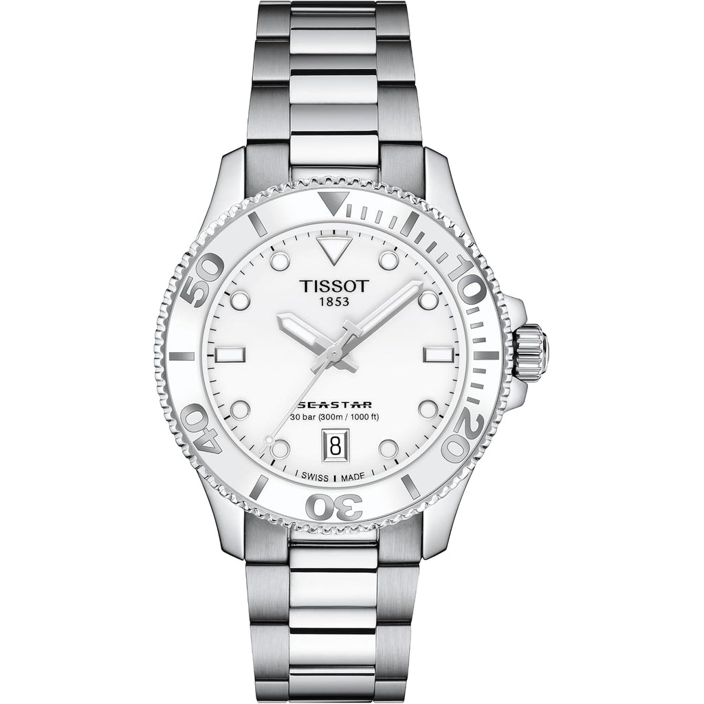 Tissot Unisex Tissot Seastar 1000 36Mm 316L Stainless Steel Case Quartz Watch, Grey, Stainless Steel, 18 (T1202101101100)