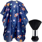 Febsnow Kids Hair Cutting Cape,Professional Kids Barber Cape And Neck Duster Brush Cartoon Hairdresser Apron With Adjustable Closure For Children Salon Barber Supplies For Kids & Adults 55X39 Inches