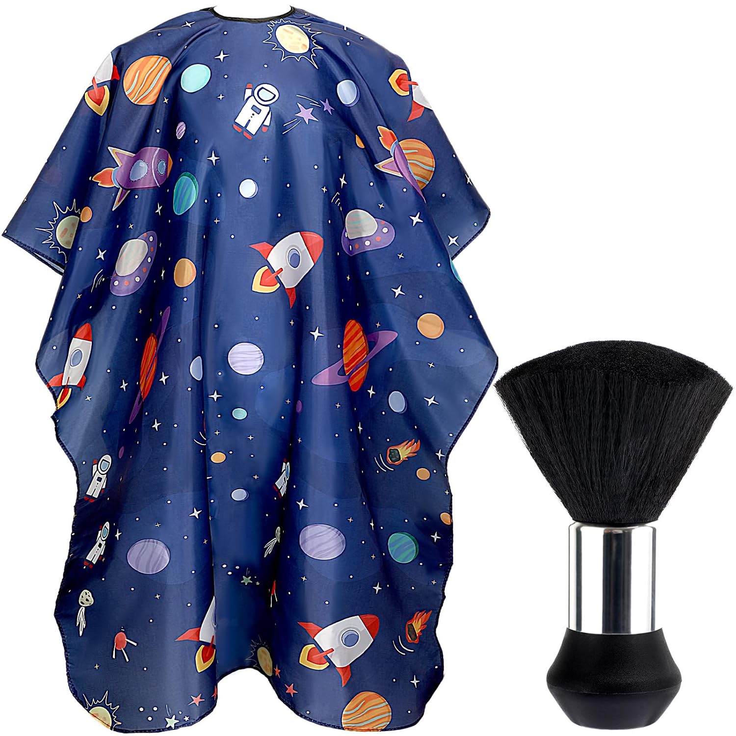 Febsnow Kids Hair Cutting Cape,Professional Kids Barber Cape And Neck Duster Brush Cartoon Hairdresser Apron With Adjustable Closure For Children Salon Barber Supplies For Kids & Adults 55X39 Inches