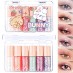 6 Pcs Liquid Glitter Eyeshadow Set Colorful Eyeliner With Long-Lasting And Waterproof Shinning Eye Shadow Gift For Women Eye Makeup (Transparent Bear)