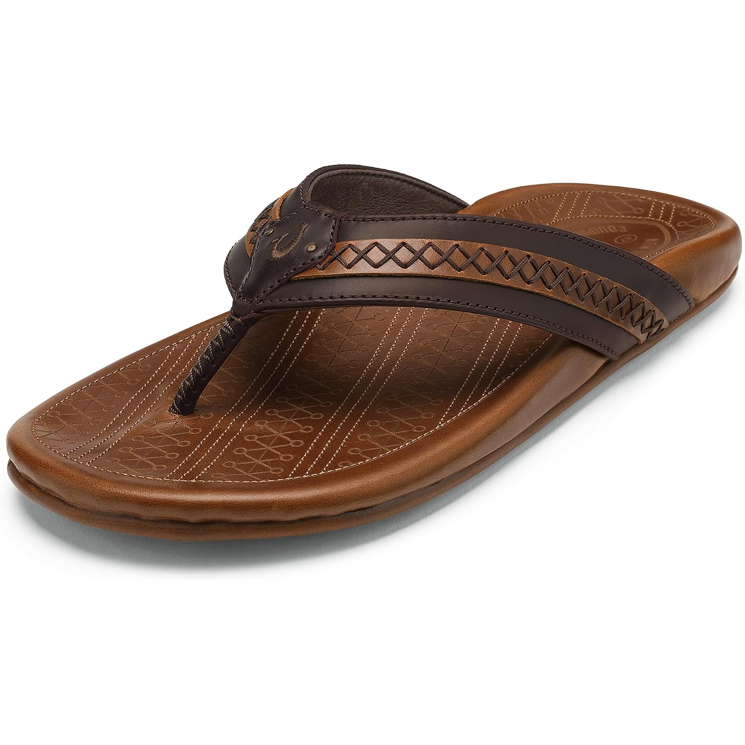 Olukai Mea Ola Nu'U Men'S Leather Sandals, New Heights Jason & Travis Kelce Collab, Soft & Durable Flip Flops, Arch Support & Comfort Fit
