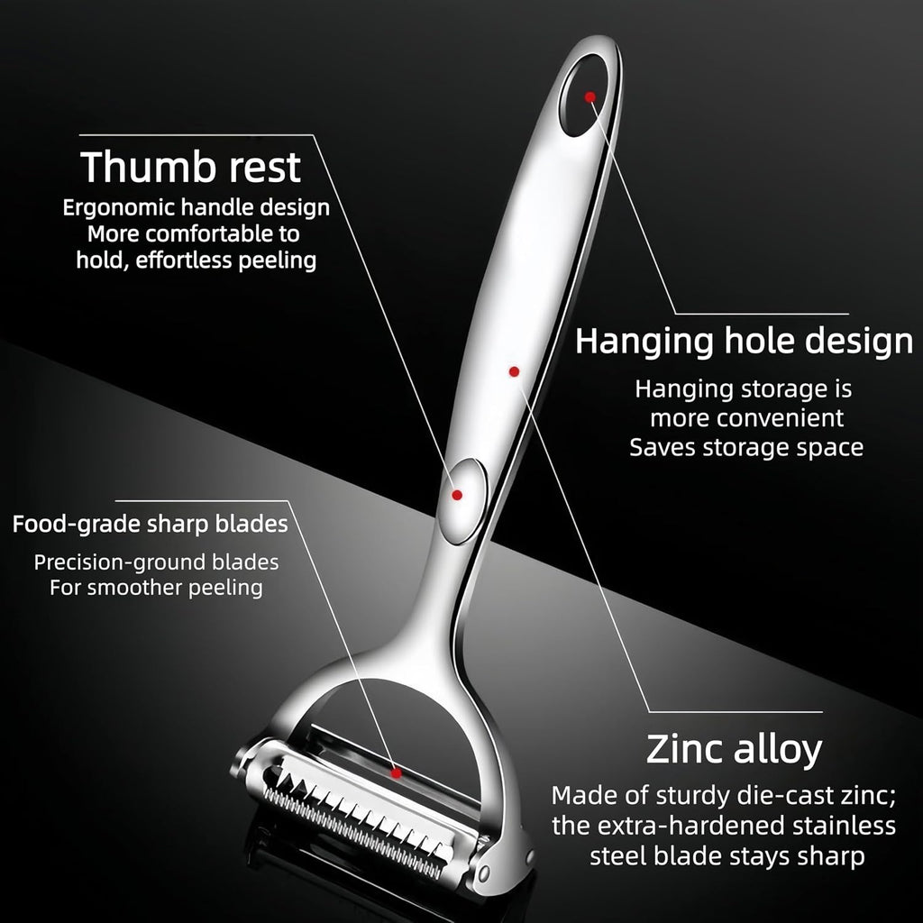 Multifunction Vegetable Peeler Julienne Peeler For Kitchen | Stainless Steel 2 In 1 Julienne Vegetable Peeler For Potato ，Cabbage，Carrot，Cucumber，Fruit