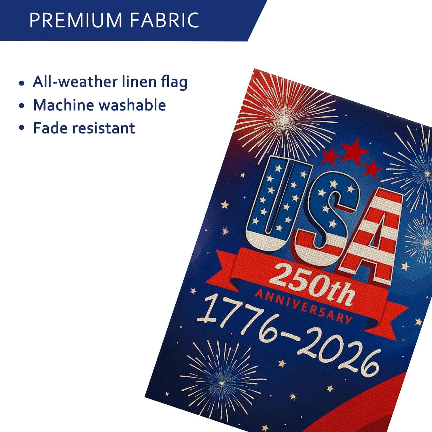 250 Anniversary Usa Garden Flags For Outside, 250 Anniversary Usa Flag With Fireworks Design, 1776-2026 Patriotic 4Th Of July Decorations Yard Sign Double-Sided Waterproof House Flag 12X18 Inch 250 Year American Flag