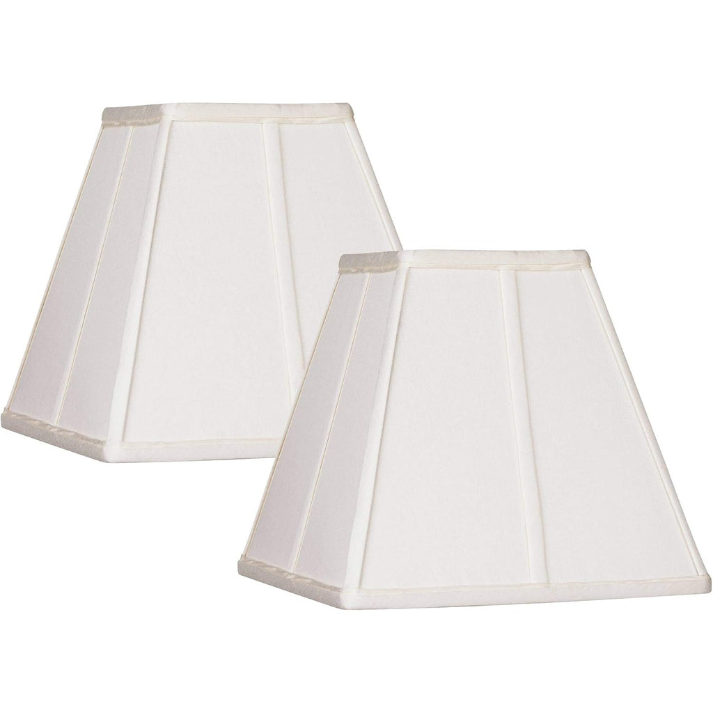 Set Of 2 Ivory Classic Medium Square Lamp Shade (Pre-Assembled) S 5.25" Top X 10" Bottom X 9" High (Spider) Replacement With Harp And Finial