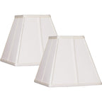 Set Of 2 Ivory Classic Medium Square Lamp Shade (Pre-Assembled) S 5.25" Top X 10" Bottom X 9" High (Spider) Replacement With Harp And Finial