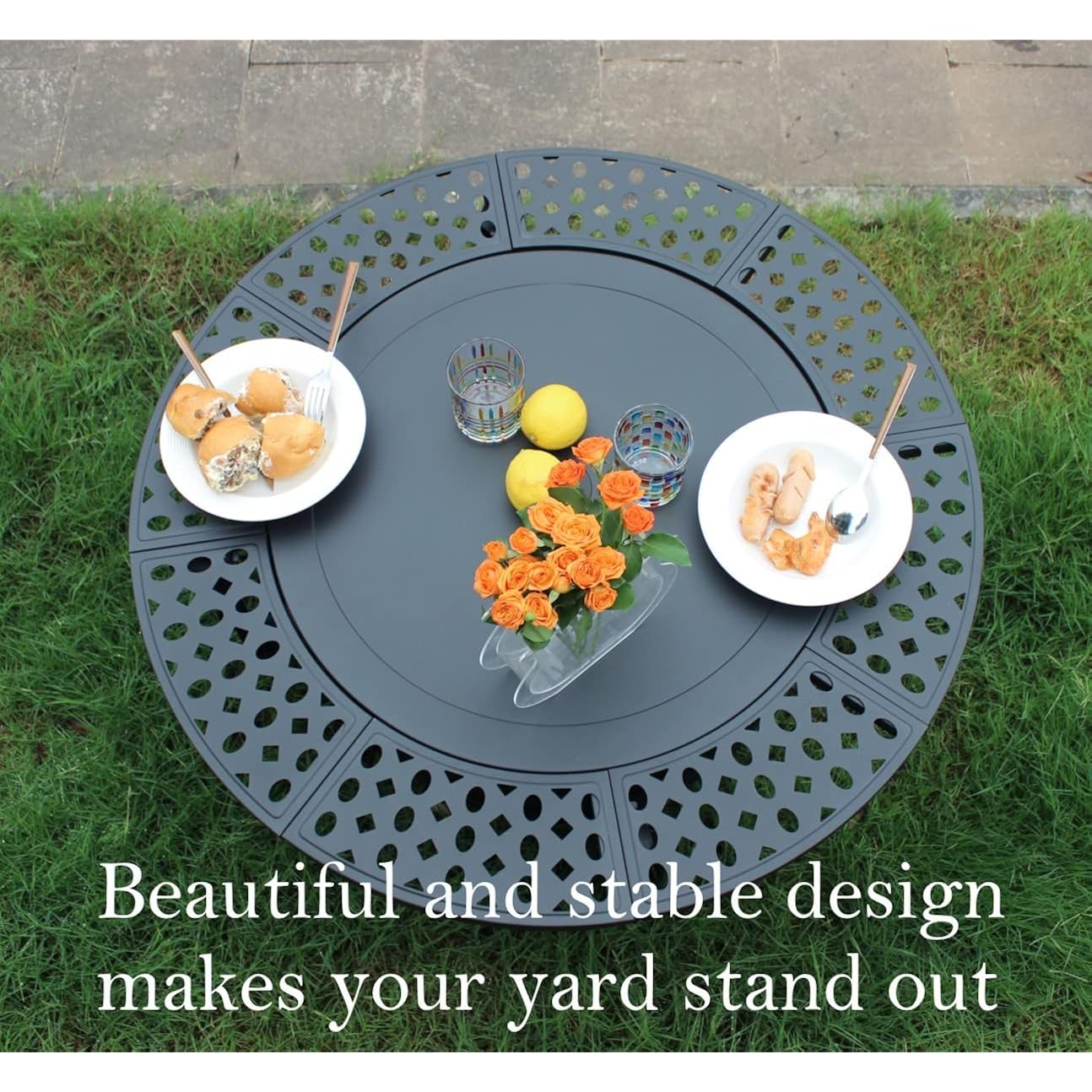 Outvue 36 Inch Fire Pit With 2 Grills, Wood Burning Fire Pits For Outside With Lid, Poker And Round Waterproof Cover, Bbq& Outdoor Firepit & Round Metal Table 3 In 1 For Patio, Picnic, Party