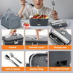 DUPASU Electric Lunch Box Food Warmer: 100W Heated Lunch Box for Adults, 1.8L Portable Fast Heating Lunchbox Food Heater for Car, Truck, Work, Travel, Lonchera Elctrica Porttil 12/24V/110-230V