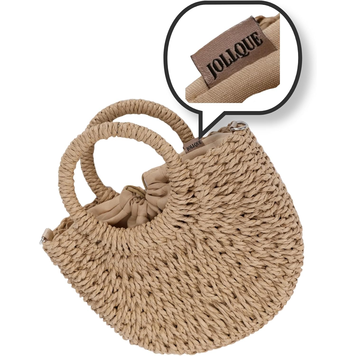 JOLLQUE Straw Beach Bag for Women, Crochet Crossbody Bags Small Boho Purse,Top Handle Cute Woven Handbag Wicker Clutch 2026