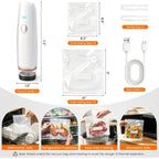 -80Kpa Compact Vacuum Sealer For Food (Vacuum Sealer Machine + 30 Reusable Bags), 1200Mah Rechargeable Handheld Vacuum Sealer Machine Portable Mini Food Sealer For Sous Vide & Meal Prep-Cold White