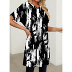 KISSMODA Womens Summer Tunic Tops for Leggings Casual Short Sleeve Long Shirts with Pockets
