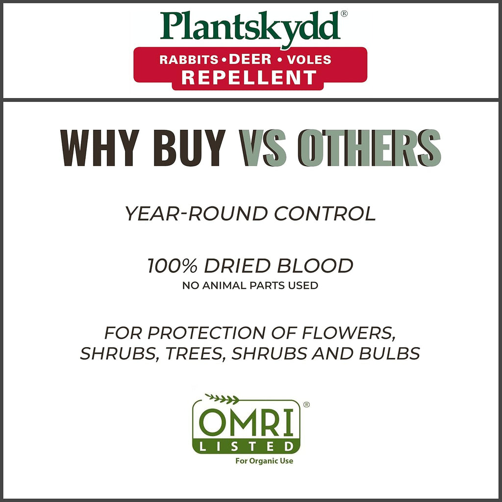 Plantskydd Animal Repellent For Deer, Rabbit, Voles, Blood Meal, 3Lb Jug | Long-Lasting Year-Round Protection For Gardens, Shrubs, Flowers - Also Repels Elk, Moose, Squirrels, Chipmunks, Ps-Vrd-3