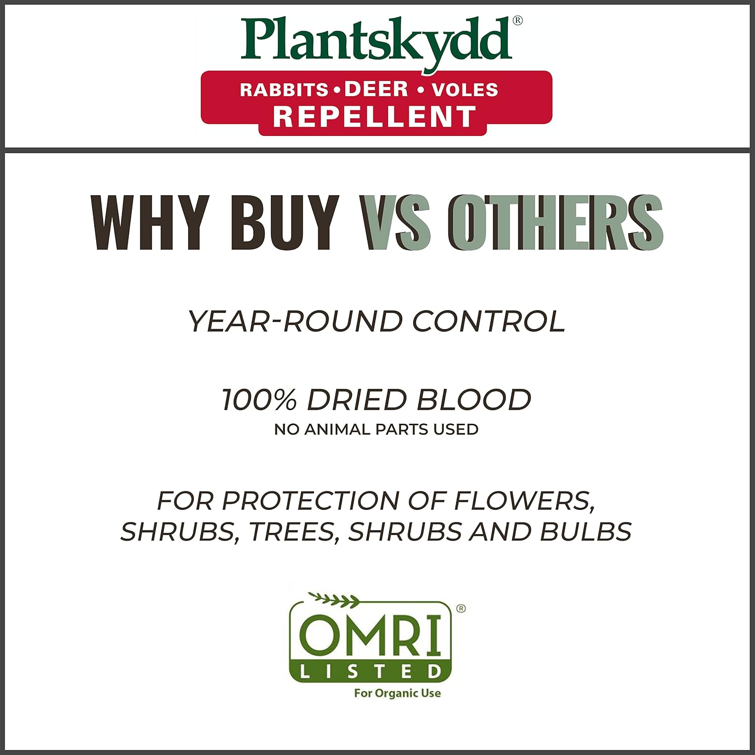 Plantskydd Animal Repellent For Deer, Rabbit, Voles, Blood Meal, 3Lb Jug | Long-Lasting Year-Round Protection For Gardens, Shrubs, Flowers - Also Repels Elk, Moose, Squirrels, Chipmunks, Ps-Vrd-3