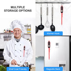 Lonicera Digital Cooking Thermometer For Bread, 5-Inch Probe, Red | 2–3 Second Instant Read, Ipx6 Waterproof, Backlit Display, ±2°F Accuracy, For Bread, Dough, Liquids, Water And Meat