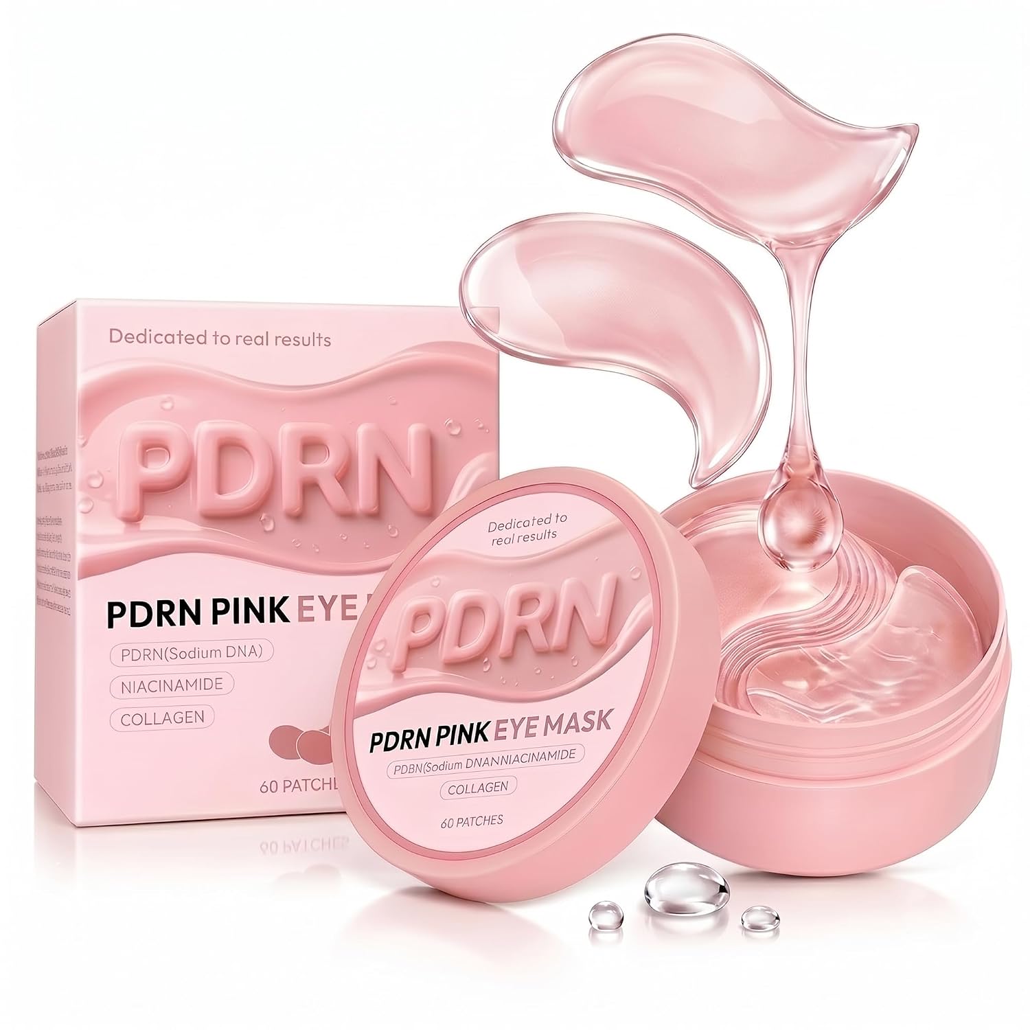 Pdrn Collagen Gel Under Eye Patches For Puffy Eyes And Dark Circles | 60 Count Hydrogel Eye Masks Korean Skincare With Niacinamide For Fine Lines & Smile Lines Under Eye Treatment For Women