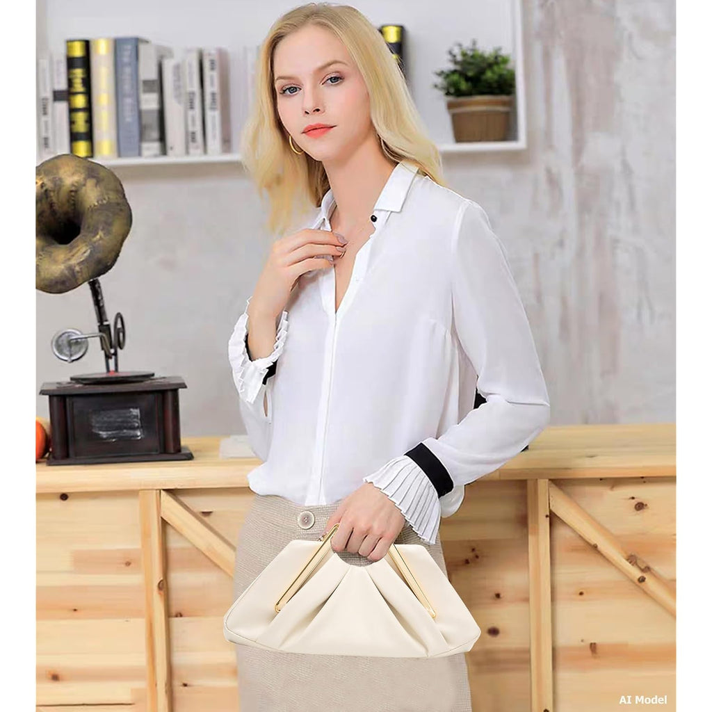 Elegant Ruched Clutch Purse, Soft Dumpling Evening Bag For Women | Scratch-Resistant Pu, Magnetic Snap And Roomy Interior Carry Phone, Keys And Lipstick For Wedding, Prom And Dinners