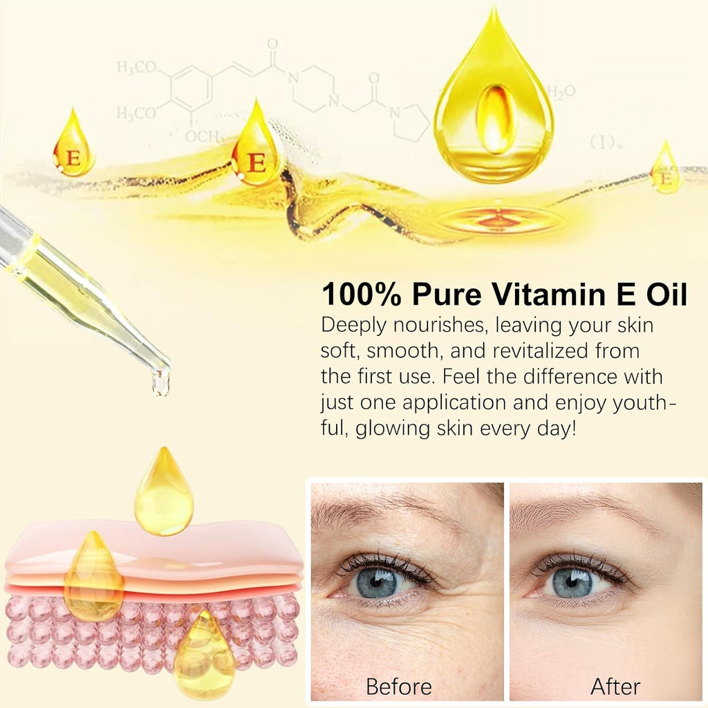 Flasture Vitamin E Oil 75,000 Iu – 100% Pure Natural Vitamin E For Skin, Face, Hair, Scars – Deep Moisturizing Body Oil For Dry Skin, Wrinkles – Cold-Pressed, Non-Gmo,Skincare – 2 Fl Oz