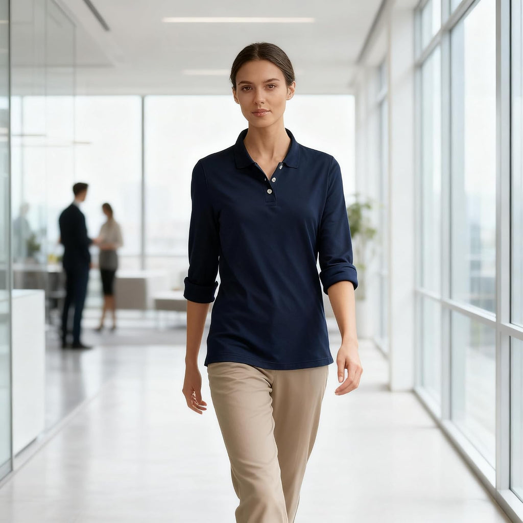 Lands' End Essentials Women'S Short Sleeve All Day Comfort Polo Shirt - 100% Cotton Won'T Shrink Pill Fade