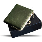 AOXONEL Womens Wallet Small Rfid Ladies Compact Bifold Leather Vintage Coin Purse With Zipper and Kiss Lock