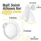 Honeybull Fogless Shower Mirror For Shaving With Suction Mount, White | Shatterproof Acrylic Bathroom Accessory With 360 Swivel & Built-In Razor Hook, Clear Reflection In Steam & No-Drill Setup