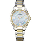 Citizen Women'S Eco-Drive Dress Classic Arezzo Diamond Two-Tone Stainless Steel Watch, White Dial (Model: Em0874-57D)