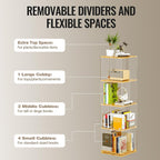 Rotating Bookshelf, 360 Degree Revolving Bookcase, 4-Tier Spinning Bookshelf, Clear Acrylic & Solid Wood Rotating Bookcase For Kid’S Playroom, Bedroom And Living Room, Square