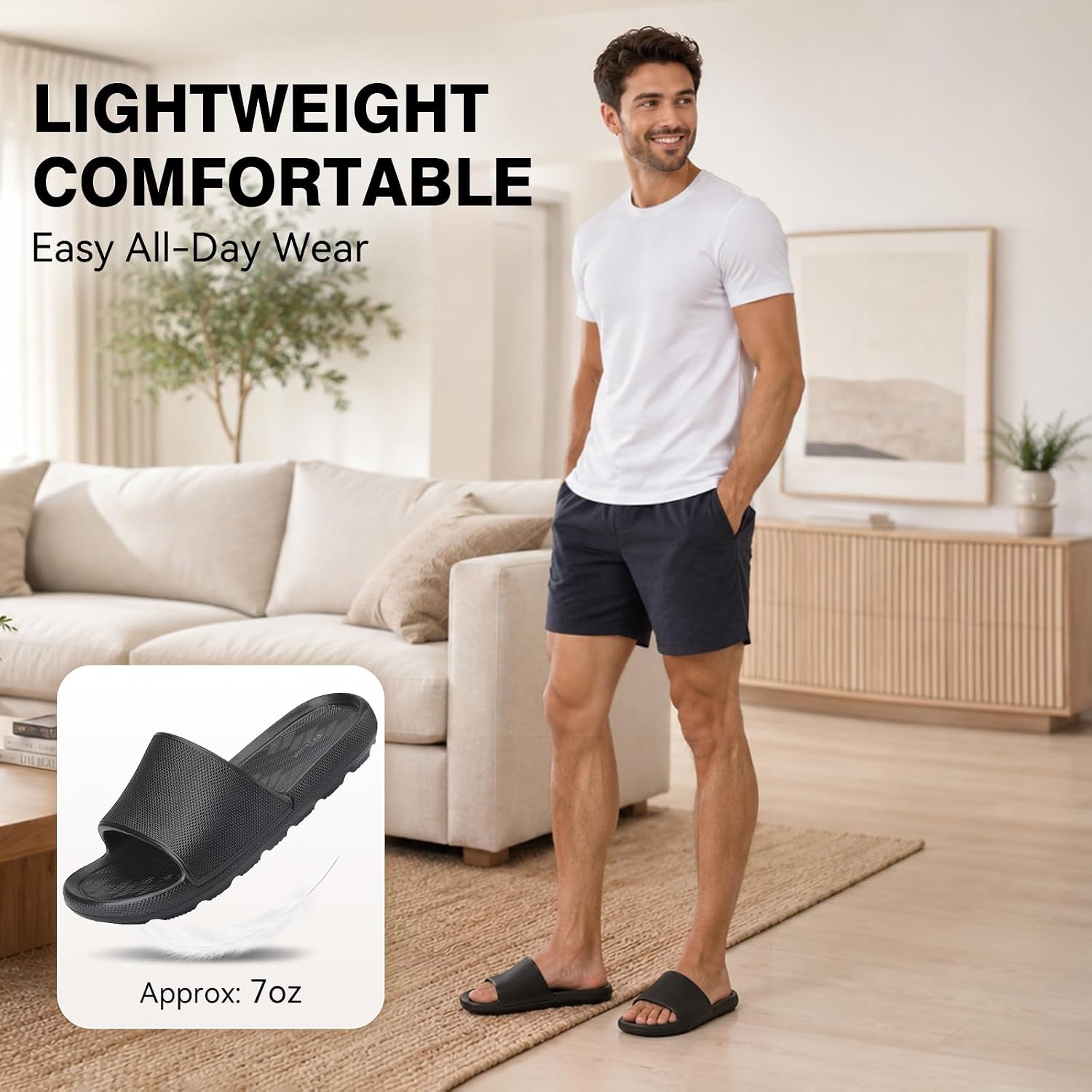 Shower Shoes For Men Women With Arch Support Non Slip Quick Drying Slides College Dorm Bathroom Sandals Pool Slides Lightweight Beach Sandals
