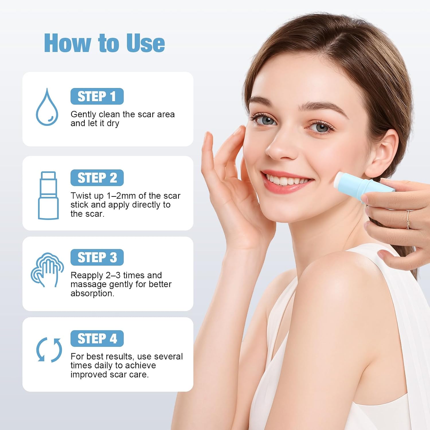 Silicone Scar Stick, 80% Silicone Stick For Face And Body. Silicone Stick For Removal Of Surgical,Old And Recent Scars And Stretch Marks - 7G