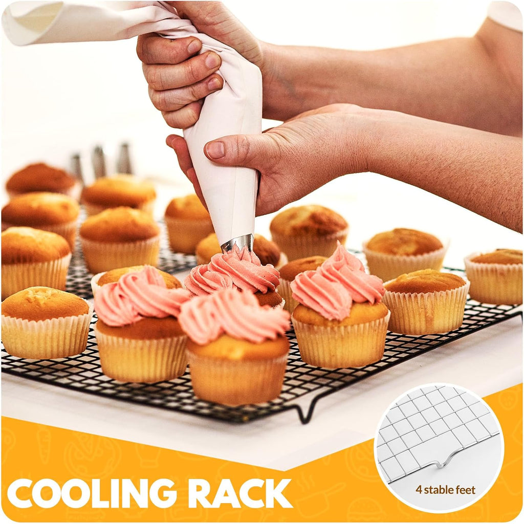 2 Pcs Cooling Racks For Cooking And Baking, 15X10 Inches Stainless Steel Cooling Rack, Sheet Pan With Wire Rack For Baking Sheet, Bacon Rack Oven Safe Fits Jelly Roll Sheet Pan