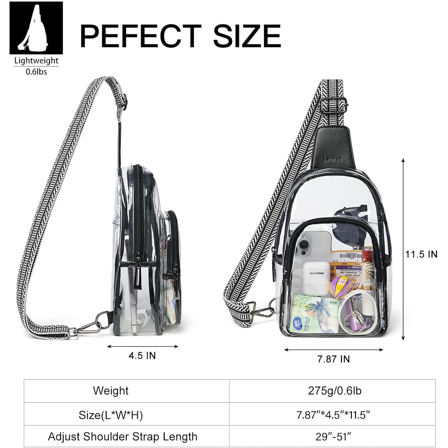 Clear Bag For Stadium Events, Clear Purse For Women Stadium Crossbody Bag, Transparent Bag For Concerts Sports