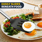 2 Pack Silicone Spatula Set, Solid & Slotted Turner For Non-Stick Pans, High Heat Resistant Silicone Spatula For Cooking, Bpa-Free Stainless Steel Cooking Utensils For Fish, Eggs, Pancakes, Black