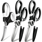 Omdar 3 Pack Kitchen Scissors & Seafood Scissors Set, Sharp Kitchen Shears | All Purpose Stainless Steel Heavy Duty For Poultry Food Dishwasher Safe With Protective Sheath Comfort-Grip
