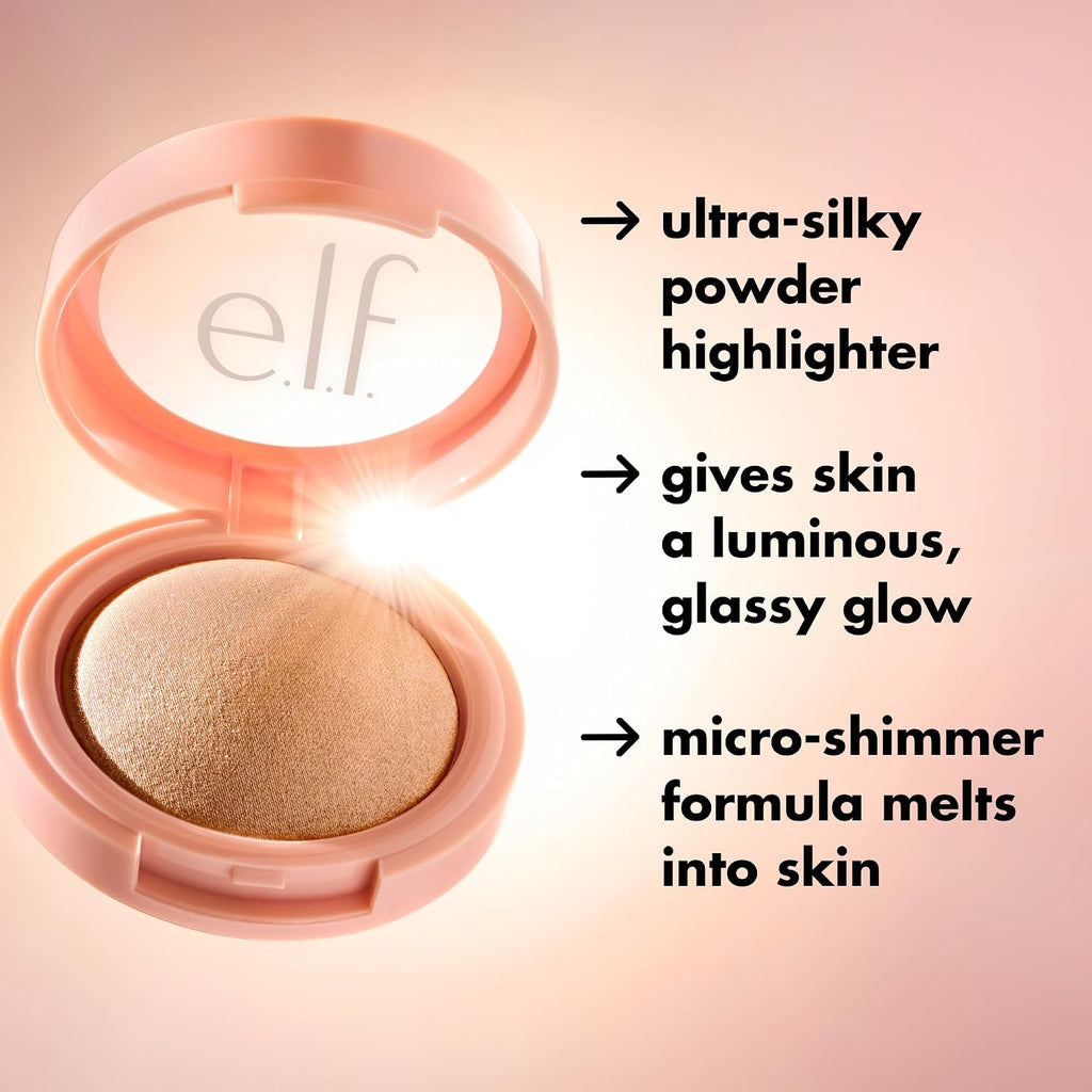 E.L.F. Halo Glow Silky Powder Highlighter, Long-Lasting Luminous Face Finish, Cake-Resistant With Micro-Shimmer, Vegan & Cruelty-Free, Soft Pearl Era