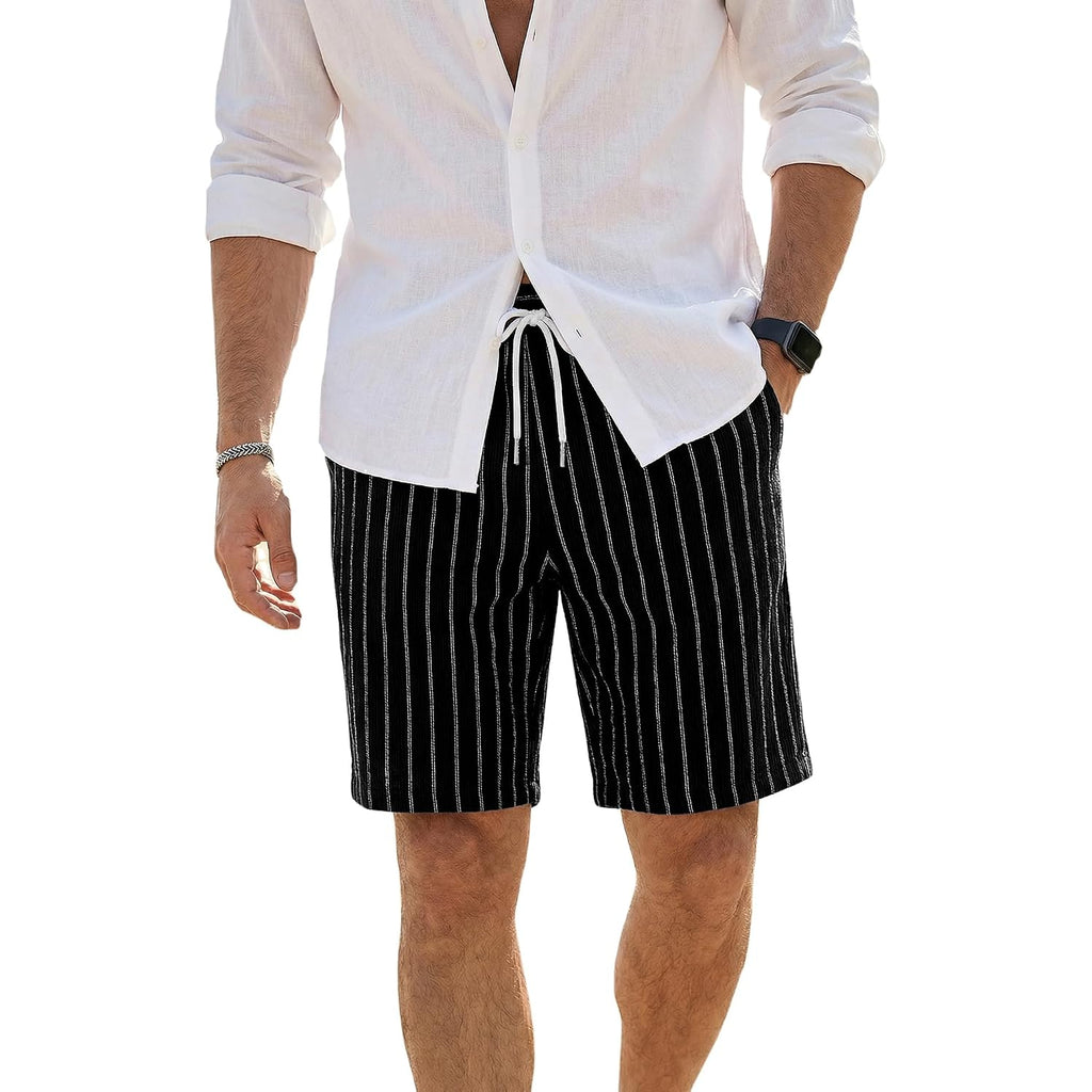 Jmierr Men’S Casual Stripes Shorts Relaxed Fit Elastic Waist Drawstring Shorts