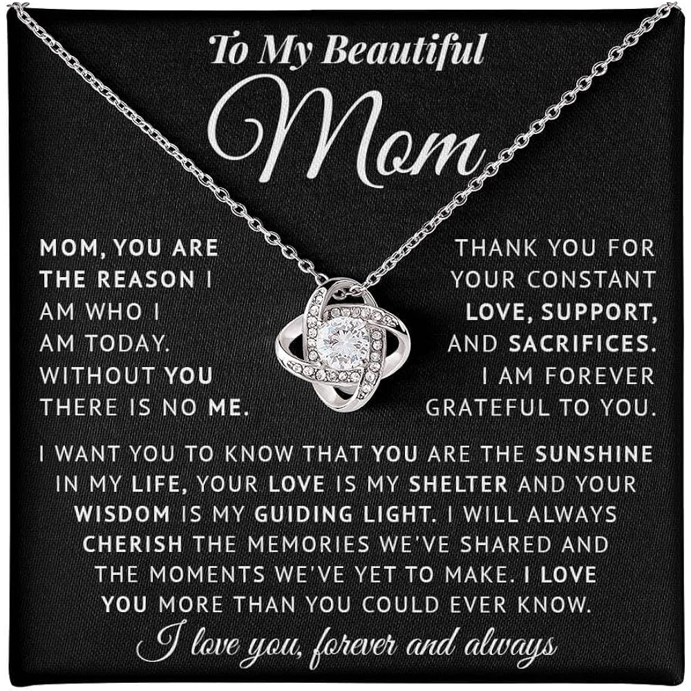 To My Mom Necklace Gifts Meaningful Gift to Mom from Son Without You There Is No Me – I Love You Necklace, Sentimental Mother's Day Gift for Mom from Son, Unique Moms Birthday Gift Ideas
