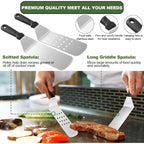 18Pcs Griddle Accessories Kit, Flat Top Grill Accessories Set For Blackstone And Camp Chef, Grill Spatula Set With Enlarged Spatulas, Basting Cover, Scraper For Outdoor Bbq