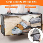 90L Under Bed Storage Containers,4-Pack Closet Organizers And Storage Bins,For Organization And Storage Clothes, Shoes, Blankets & Pillows,Visible Transparent Top Storage Bins With Lids, Grey