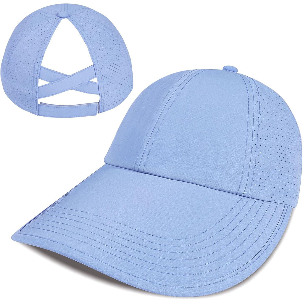 Large Wide Brim Criss Cross Ponytail Baseball Sun Hats For Women Mesh Quick Dry Outdoor Sports Travel Beach Cap