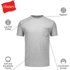 Hanes Men'S Pocket T-Shirt Pack, 6-Pack, Cool & Breathable Cotton Tees, Stay-Tucked Undershirts For Men