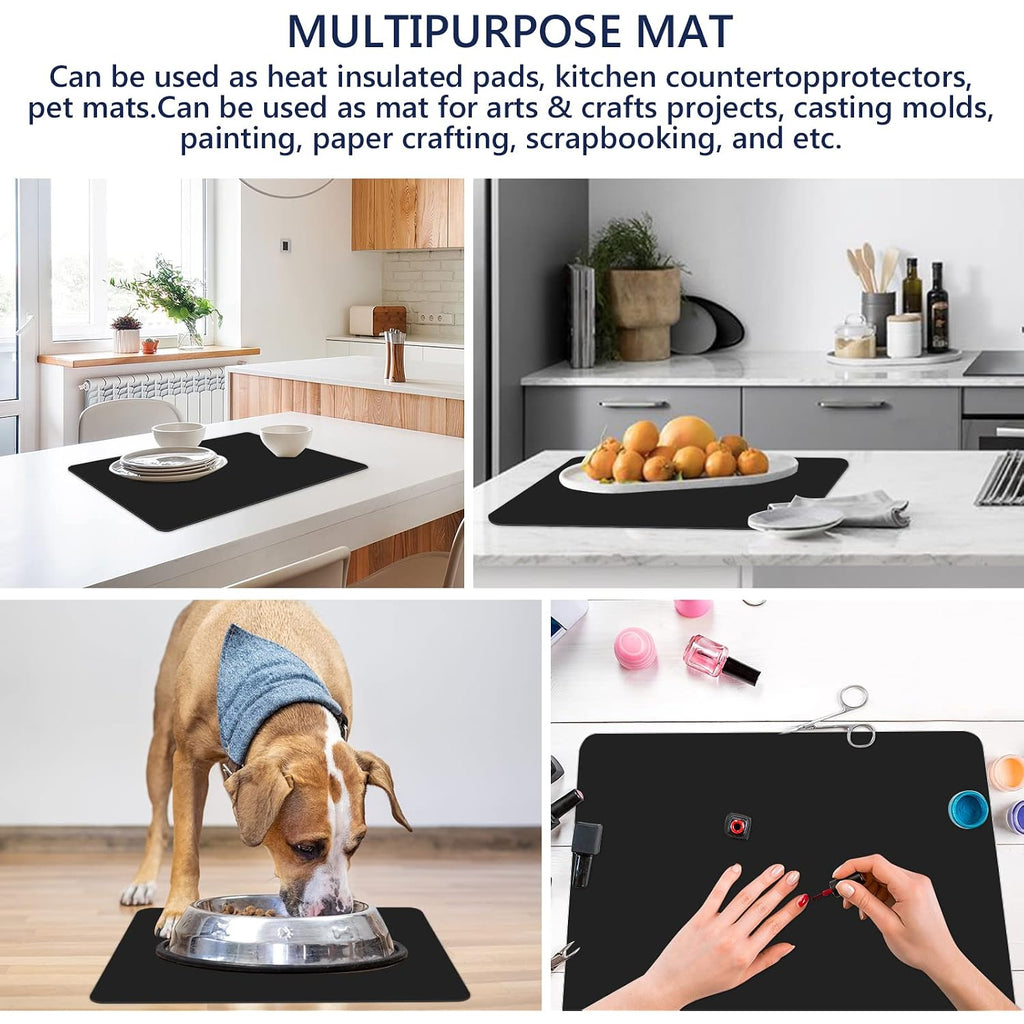 Gartful 2 Pack Silicone Crafting Mats, 15.7" X 11.8" Silicone Mat For Crafts, Large Heat Resistant Sheet For Jewelry Casting, Epoxy Resin, Painting, Counter Table Protector, Placemat, Nonstick, Black