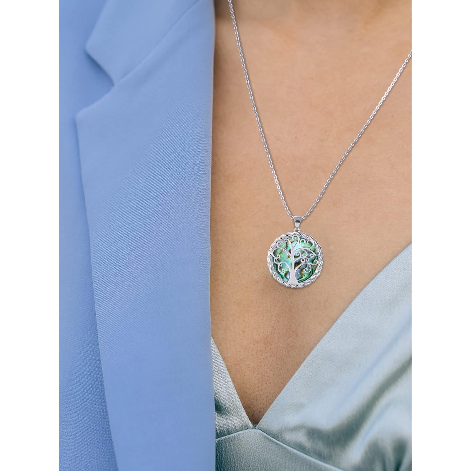 SmileBelle Tree of Life Necklace as Mothers Day Gift for Mom, Birthday Gifts for Stepmom as Bonus Mom Gift from Daughter, Grandma Present Silver Mother in Law Necklace as Tree of Life Jewelry