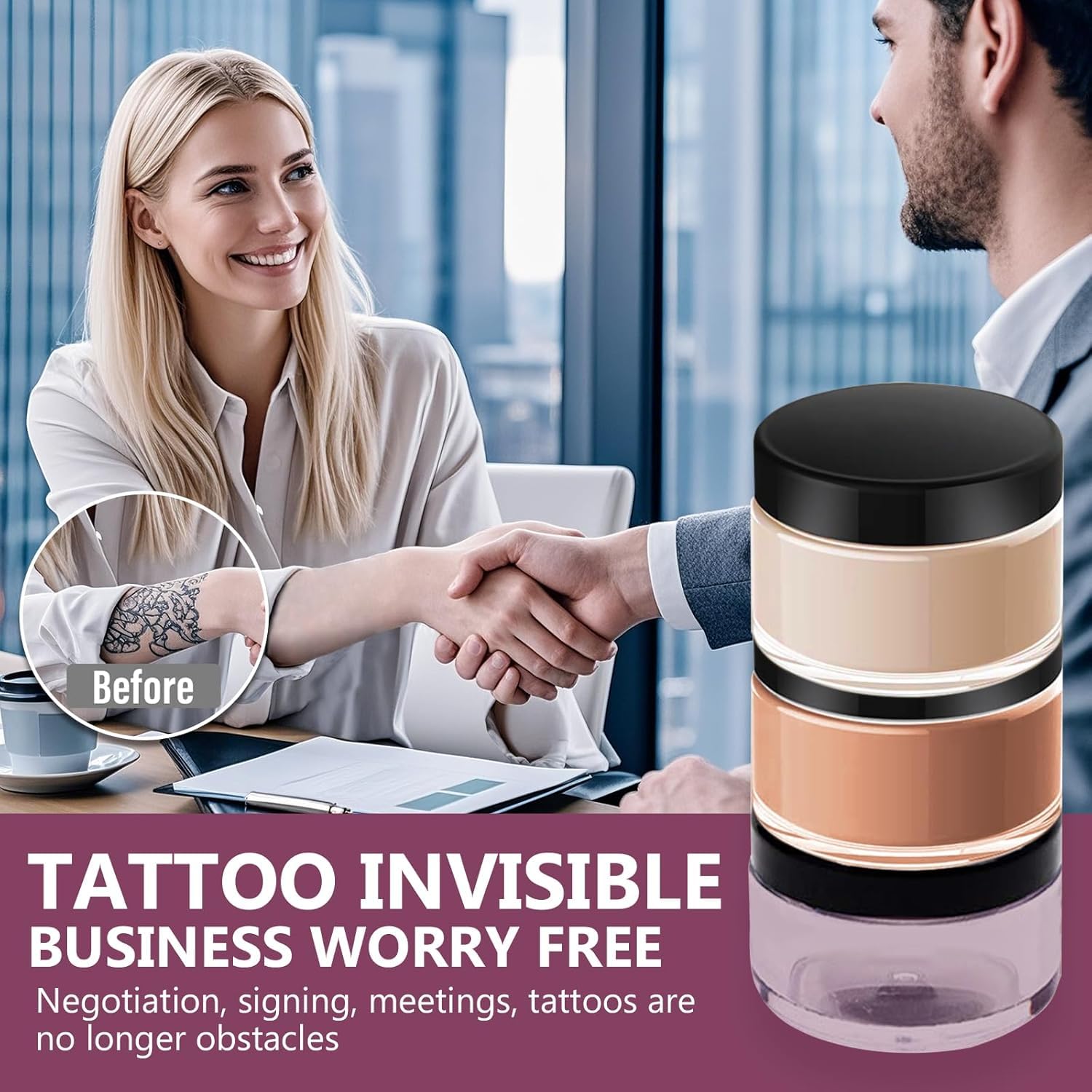 Tattoo Cover Up Makeup Waterproof, 2 Colors Cover Up Makeup for Tattoos Scars and Spots, Mixable Light and Dark Shades for Natural Look, 1.4 Oz